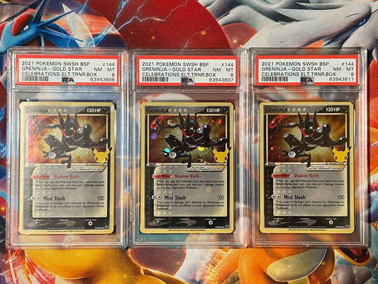 Greninja Gold Star Promo - PSA 8 (LOT OF 3)